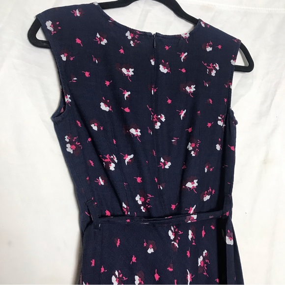 Joules Lucinda Blue Floral Sleeveless Round Neck Zip Up A-Line MIDI Dress Size 2 - Picture 7 of 16
